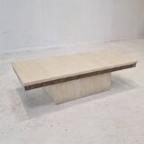 Italian Coffee Table in Travertine and Granite, 1980s