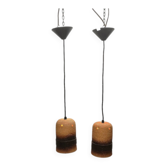 Vintage West Germany Ceramic Pendant Lamps, 1970s.