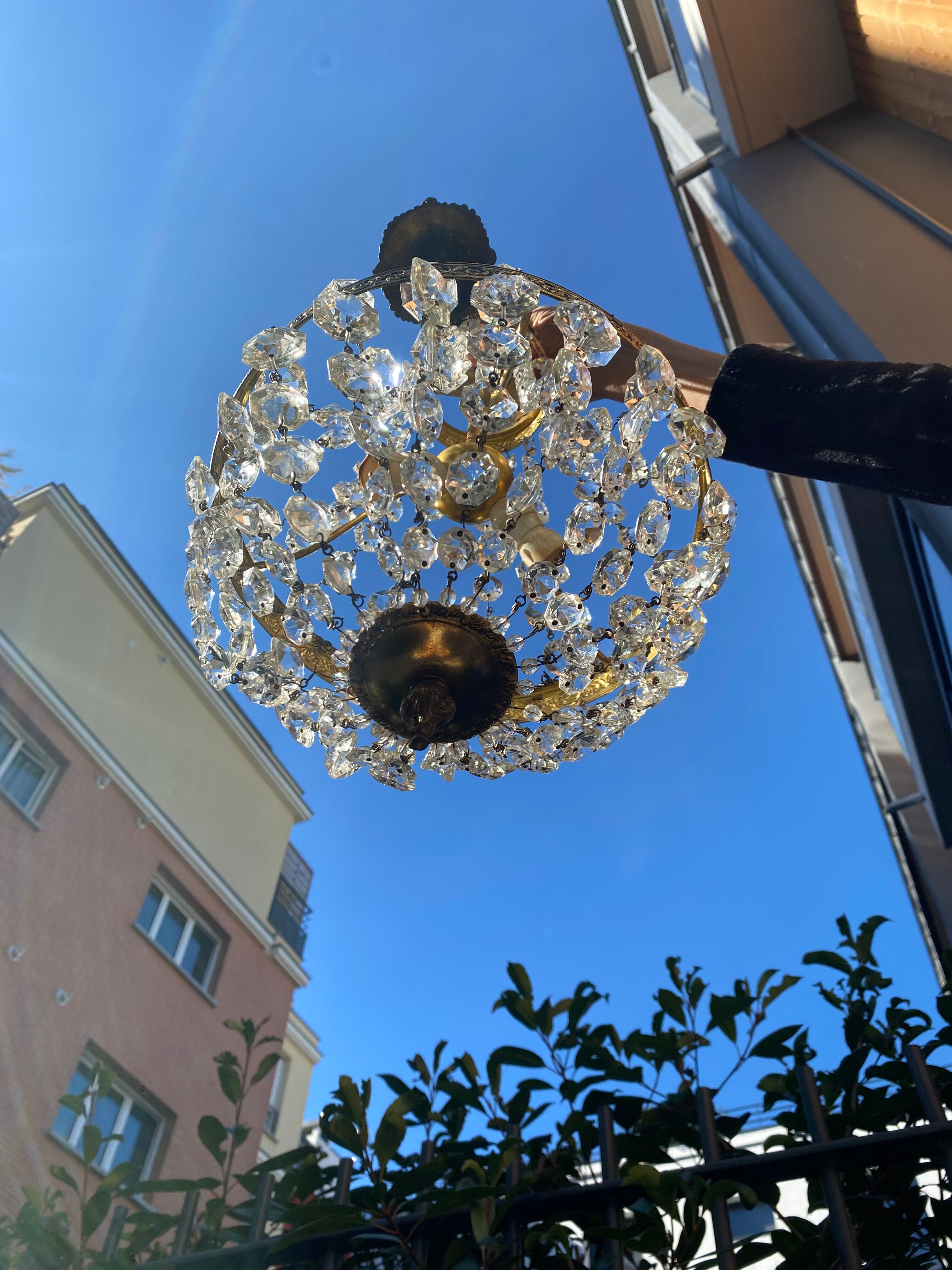 Hot air balloon grapefruit chandelier
