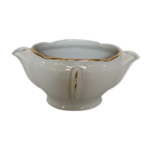 Saucière ancienne en porcelaine blanche Gras Maigre