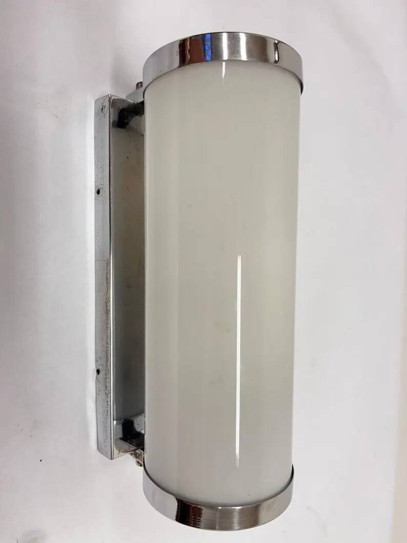 Chrome design Bauhaus Wall Lamp, 1930s - Czechoslovakia