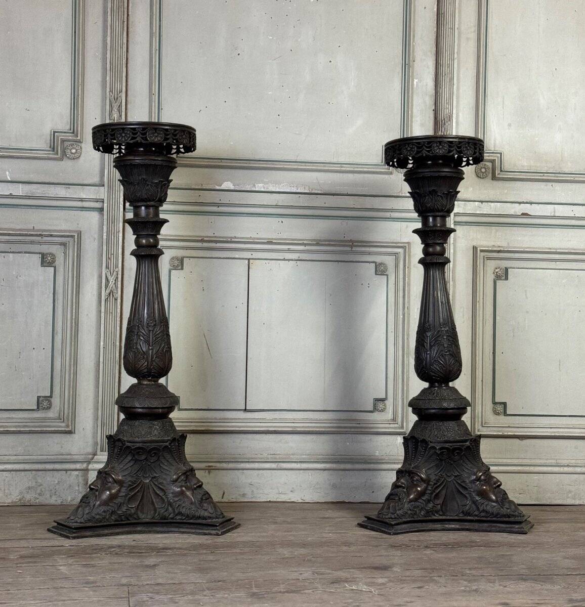 Pair of Bronze Pedestals, Italy, 19th Century