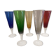 5 colorful champagne flutes in Murano 1970 glass