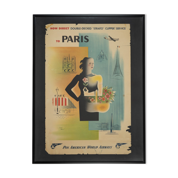 Paris, Affiche de voyage Pan Am Airways, 93 x 123 cm