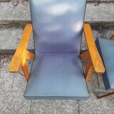 Pair of bridge armchairs with compass feet
