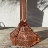 Art Deco pink glass candlestick