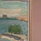 Original Swedish Oil on Canvas – "Coastal Landscape" by Erik Birger Gustavsson – Signed – Dated 1981 – Vintage and Framed – 41 × 33 cm (16.1 × 13 inches)