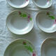 6 assiettes fleurs roses creuses anciennes Saint Amand faience