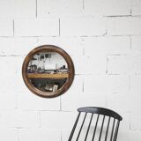1930 round wooden mirror D58cm