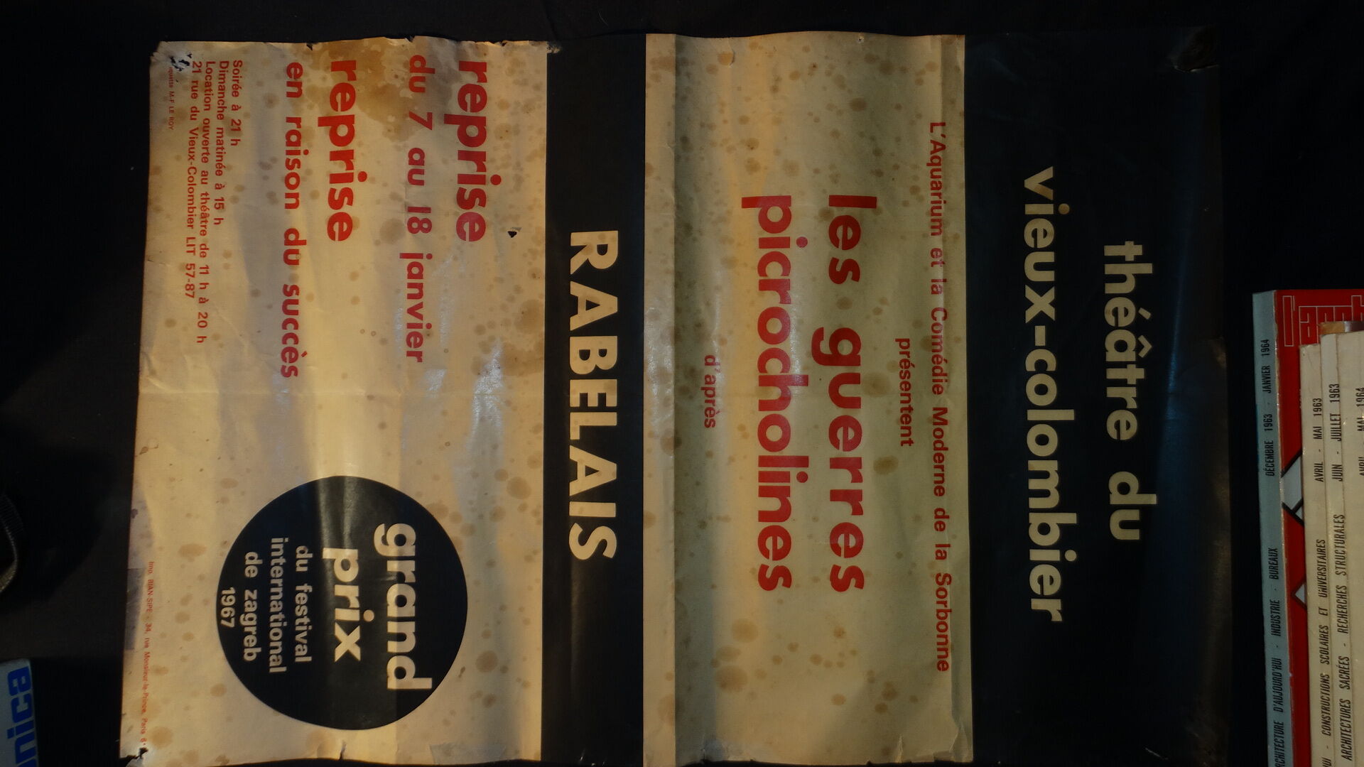 Rare poster theatre of old colombier Paris 1967