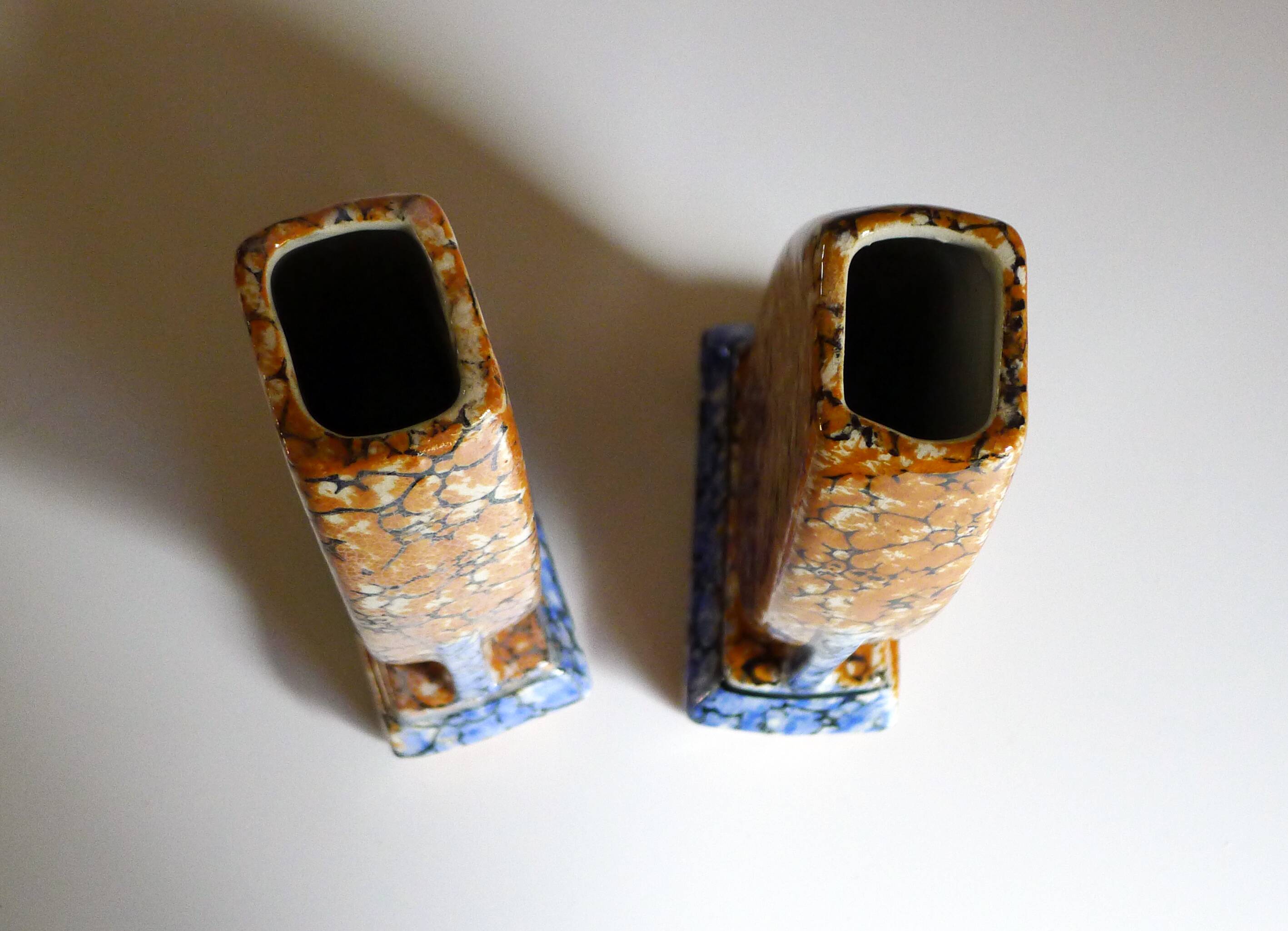 Pair of Art Deco marbled vases