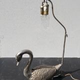 Lampe cygne bronze argenté années 70