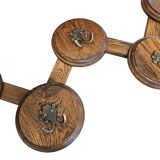 Oak wood wall coat rack / 1960s