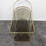 Desserte en laiton et verre fumé des années 1960