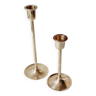 Duo of brass candlesticks