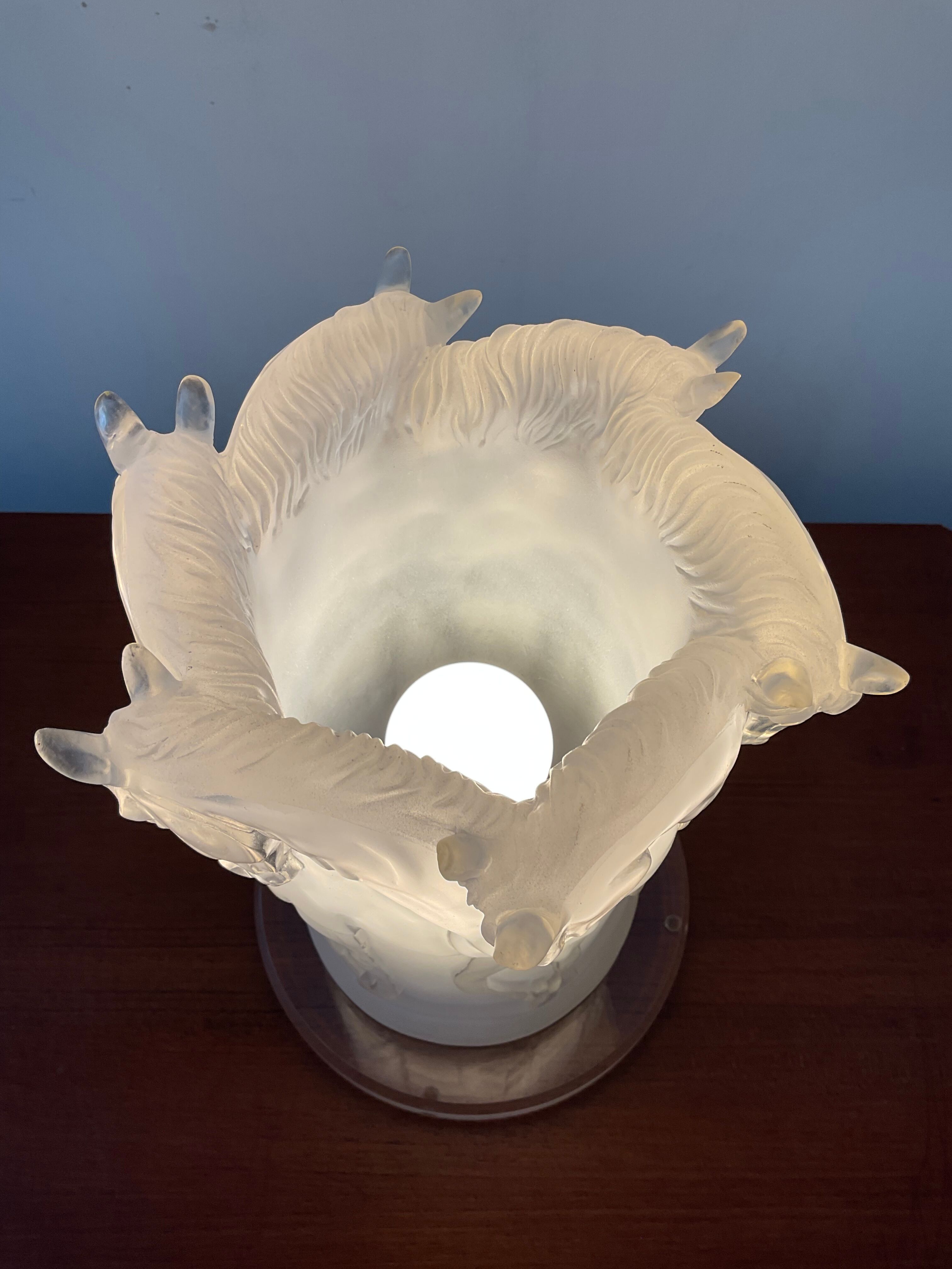 Lamp decorated with horses in plexiglass from the 70s