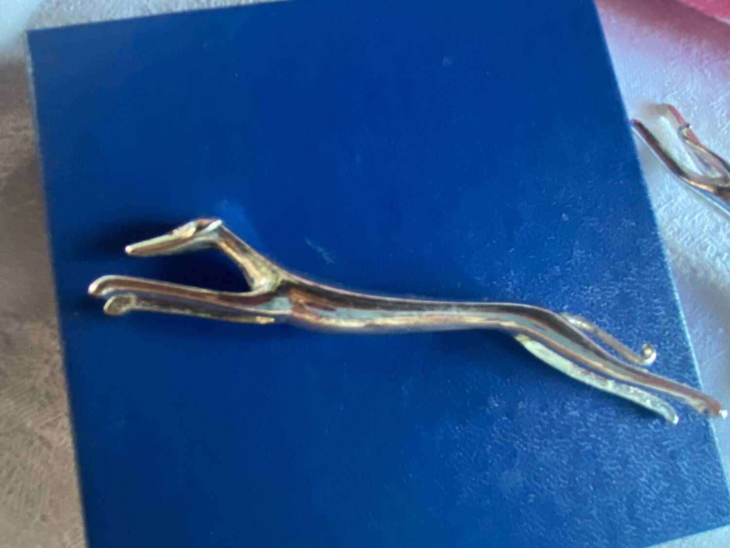 Set of 6 greyhound knife holders in silver metal