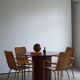 Set of 4 vintage Italian wicker and birch armchairs, mid-century modern, 1950.