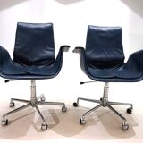 Set of 2 Kill International 6727 leather office chairs by Fabricius & Kastholm