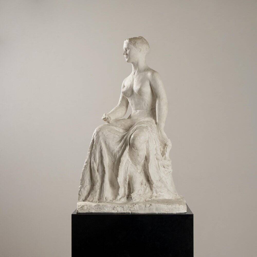 Gertrude Bret, Woman Sitting, 1900s, plaster sculpture