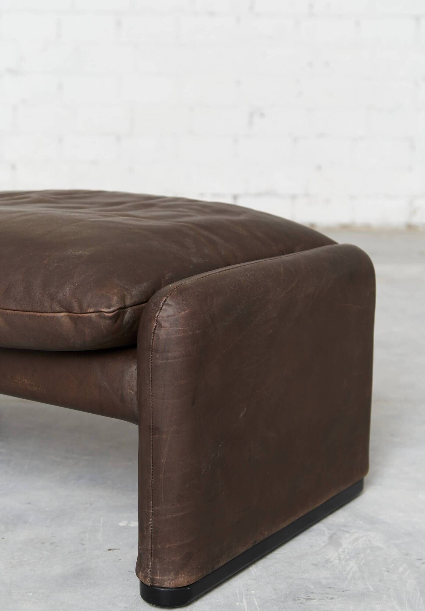 Leather Maralunga Lounge Chair and Ottoman by Vico Magistretti for Cassina