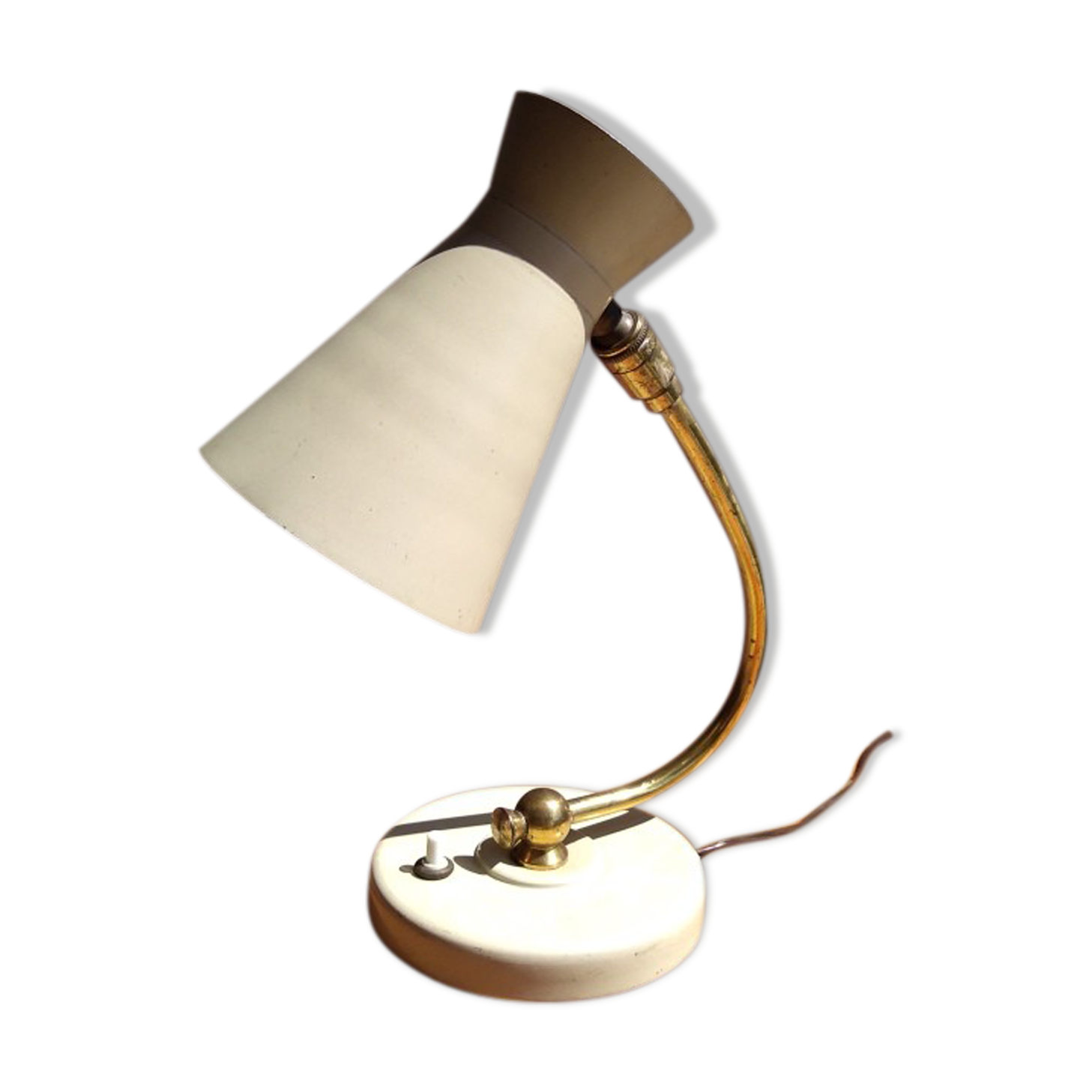 Casserole cream diabolo and brass lamp 1960