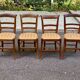 4 solid wood chairs with gold straw fabric from the 19th century