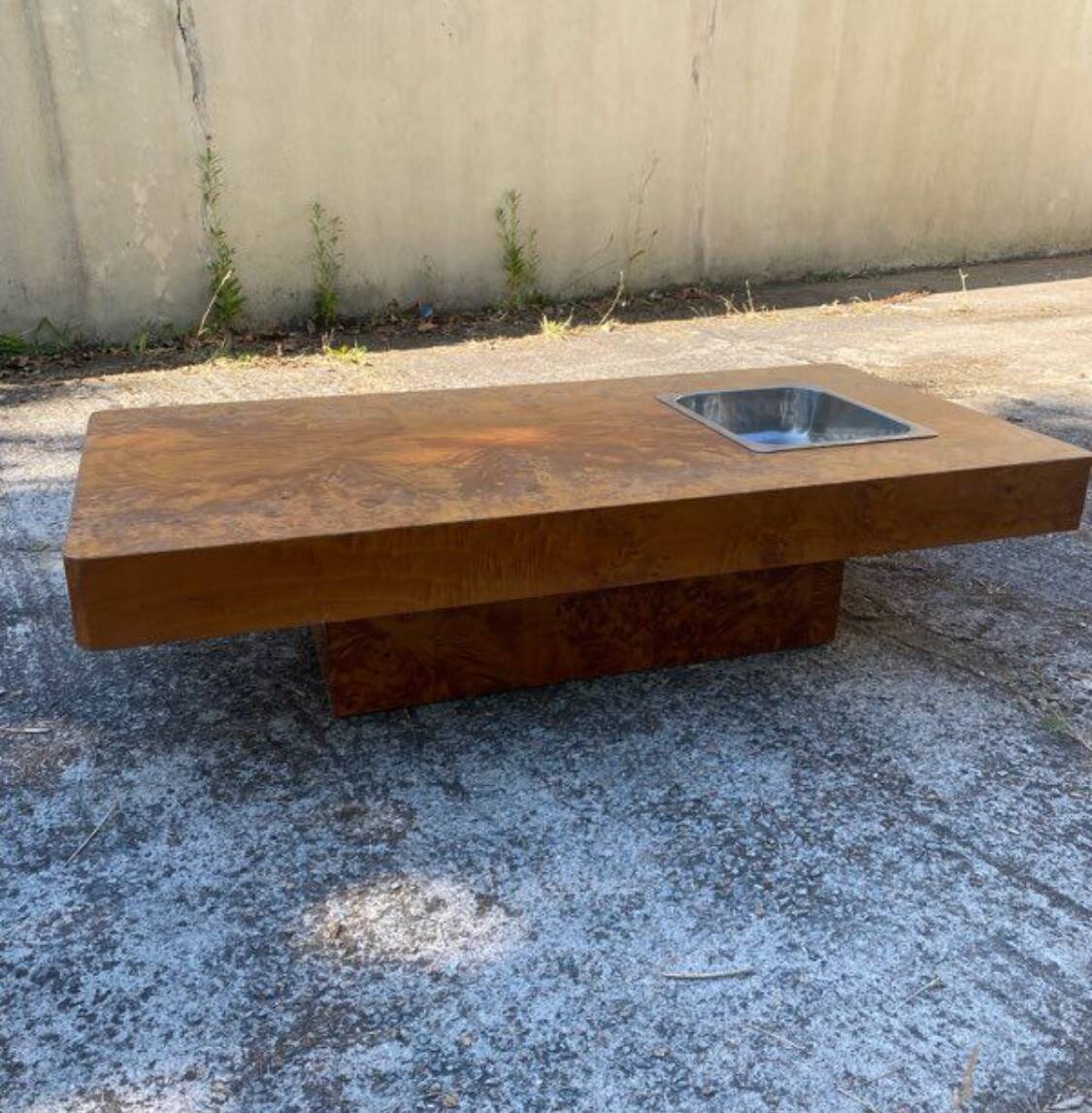 Table basse loupe d'orme de willy rizzo 1970