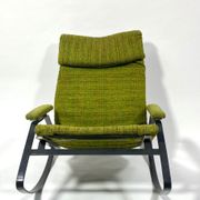 Rocking chair en métal, assise en laine, années 70/80