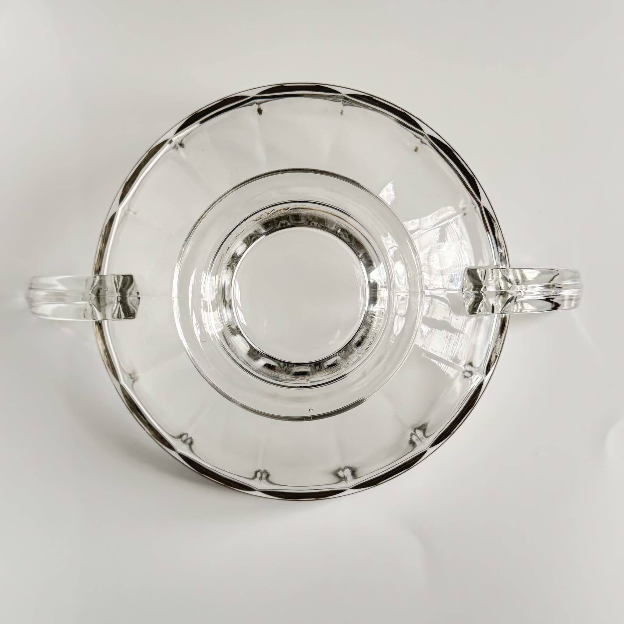 Val Saint Lambert Crystal Fruit Bowl | Silver Rim | Art Deco