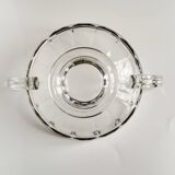 Val Saint Lambert Crystal Fruit Bowl | Silver Rim | Art Deco