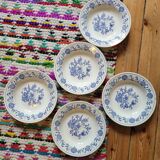 Set of 5 Blue Onion deep plates