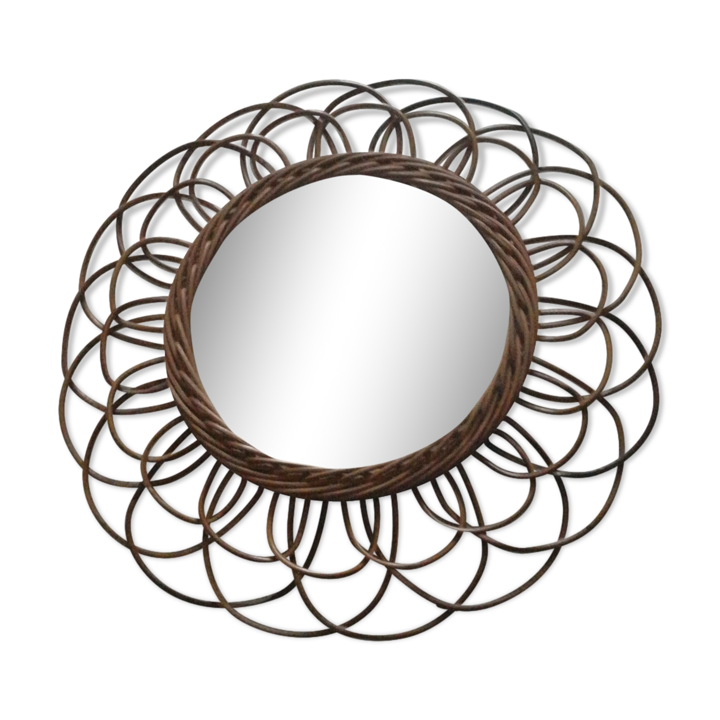 Mirror in rattan years 70