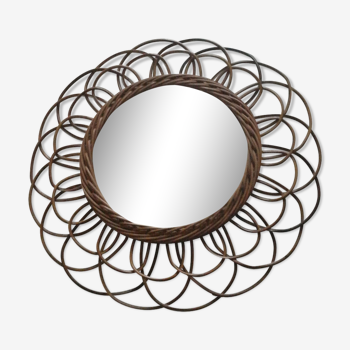 Mirror in rattan years 70