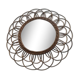 Miroir en rotin années 70