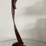 Vintage brutalist wrought iron snake candle holder