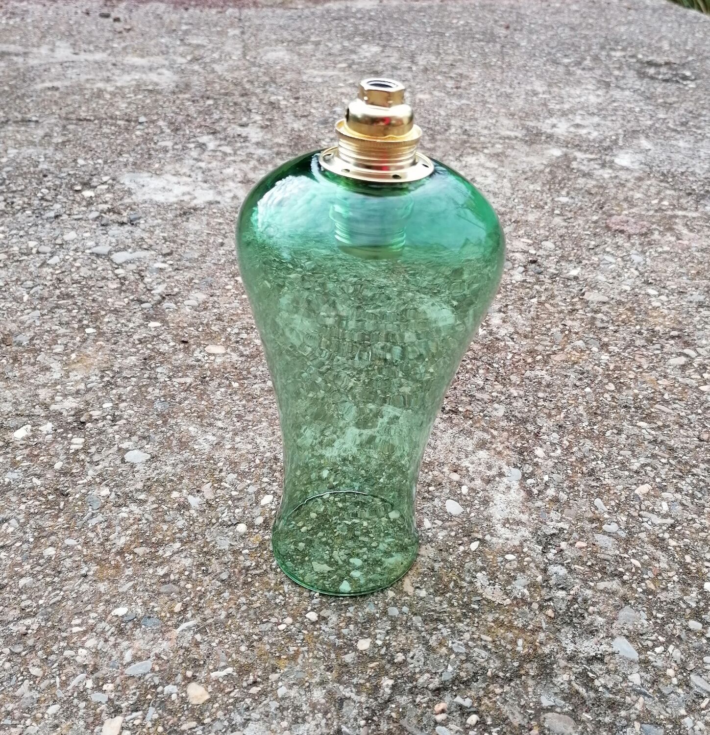 Vintage green pendant lamp in blown glass
