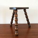 Vintage solid wood tripod stool from the 70s