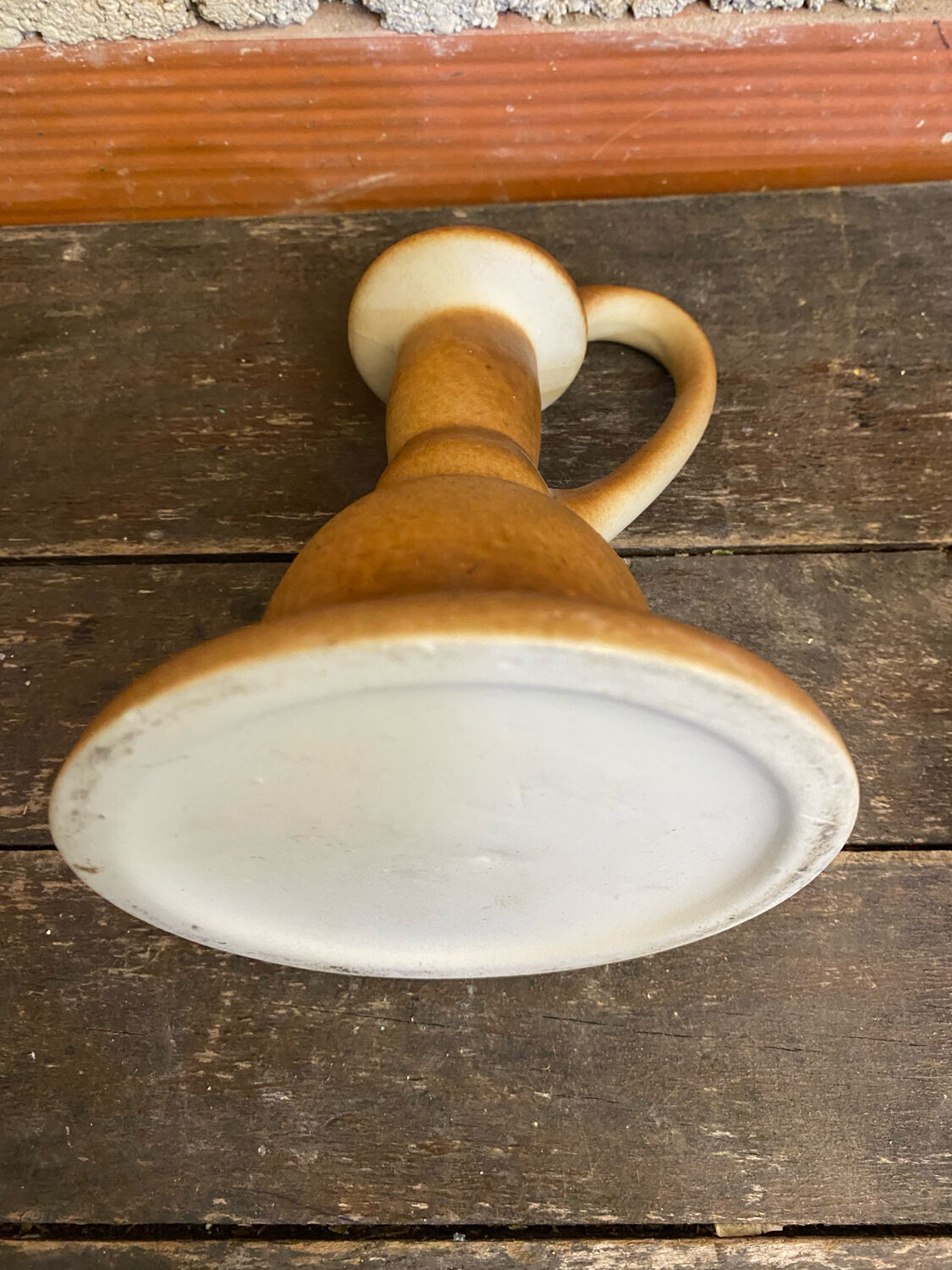 Old Lamp Base Vintage Beige Ceramic Candle Holder #D833