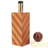 Imposing lamp base in wood marquetry, 1970s