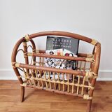 70s Rattan Magazine Rack - Vintage