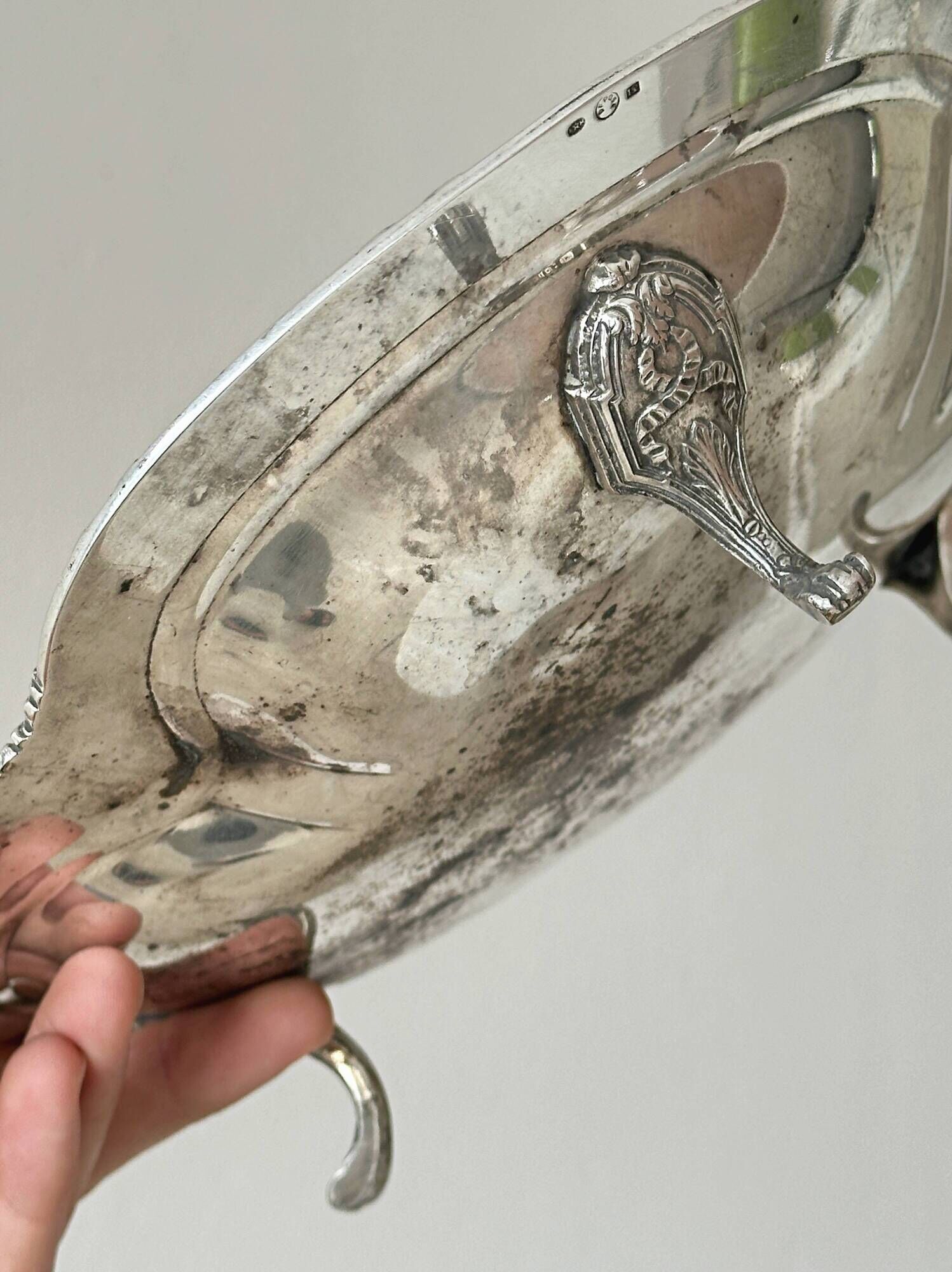 Antique silver plate on cabriole legs