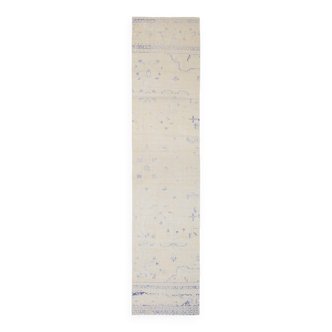 3x12 Blue & Beige Antique Vintage Runner Rug, 80x369Cm SK 23836