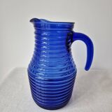 Vintage cobalt blue glass carafe/pitcher '1970s - Cisper