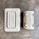 Lunéville asparagus dish in polychrome and gilded ironstone