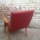 Red armchair with compass feet 50s