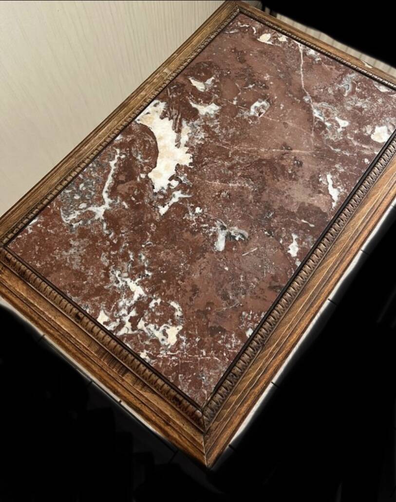 Art Deco wooden and marble side table