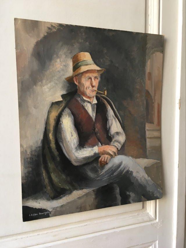 Portrait old oil signed