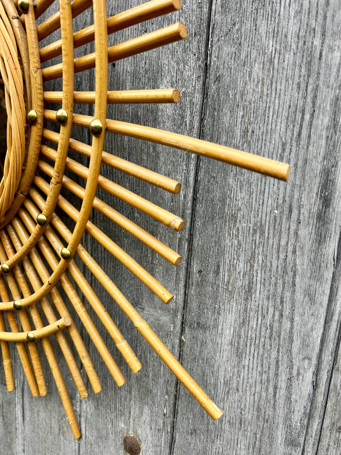 Vintage rattan sunburst mirror