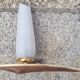 Pair of Scandinavian wall lights, teak, brass and opaline, vintage, 60s
